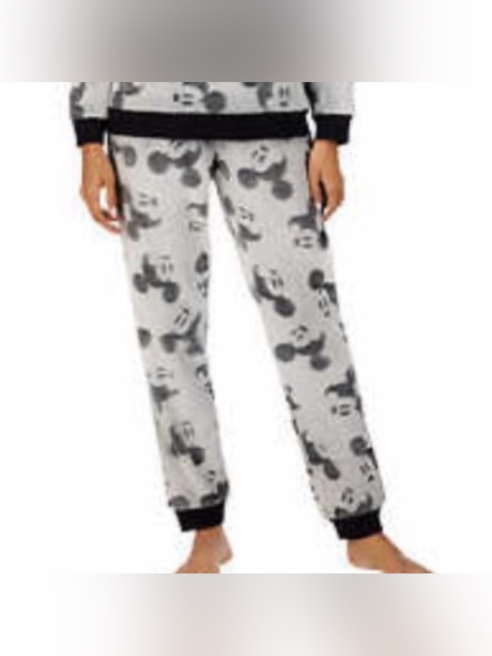 Disney Mickey Mouse Grey Jogger Sweatpants PJs Sz XXL Fleece Fuzzy Texture Warm